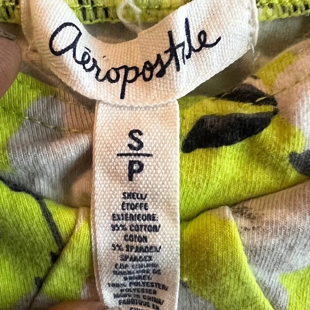 Aeropostale Neon Lime Green Floral Peplum Strapless‎ Mini Dress Girls Small S